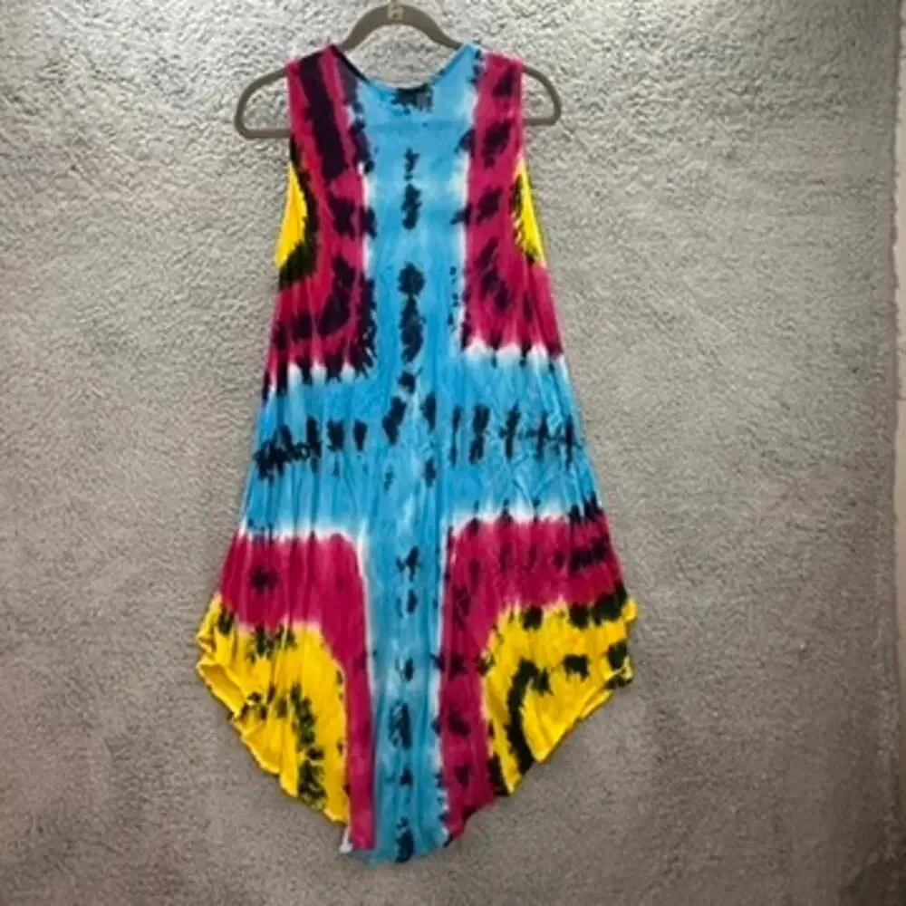 Cleopatra Women's One Size Tie Die‎ Cover-Up Embroidered Sequins Flowy Beach